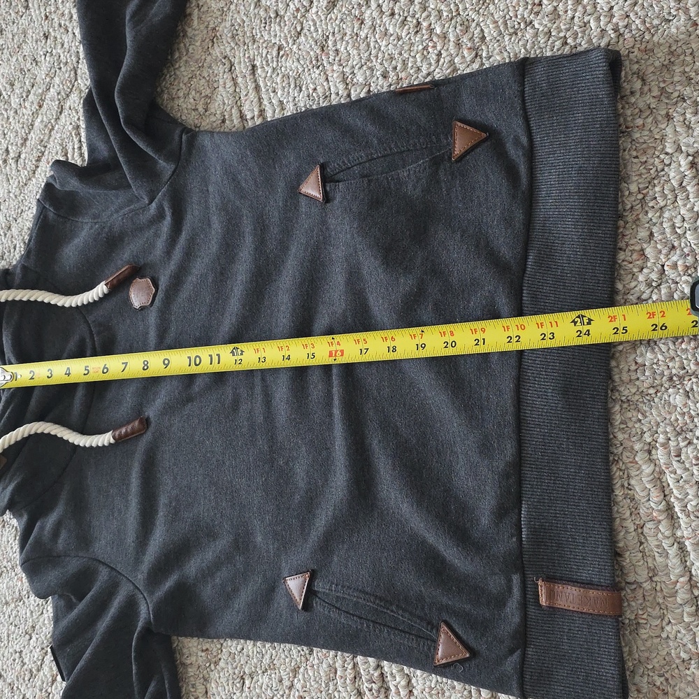 Naketano Fleece Cowl Neck Hoodie Medium Charcoal Gray - Picture 12 of 12